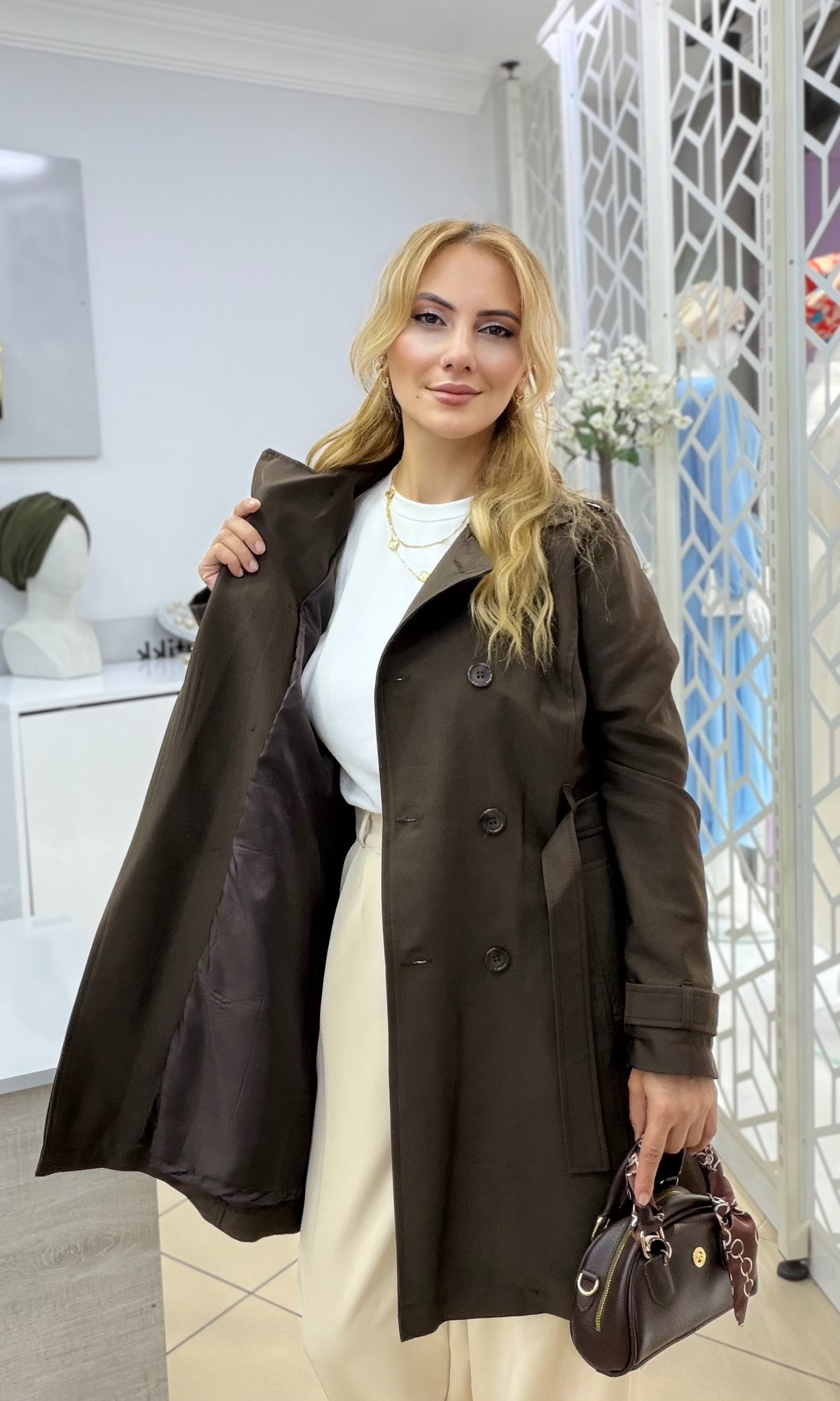 Lina Su Geçirmez Trençkot Kahverengi