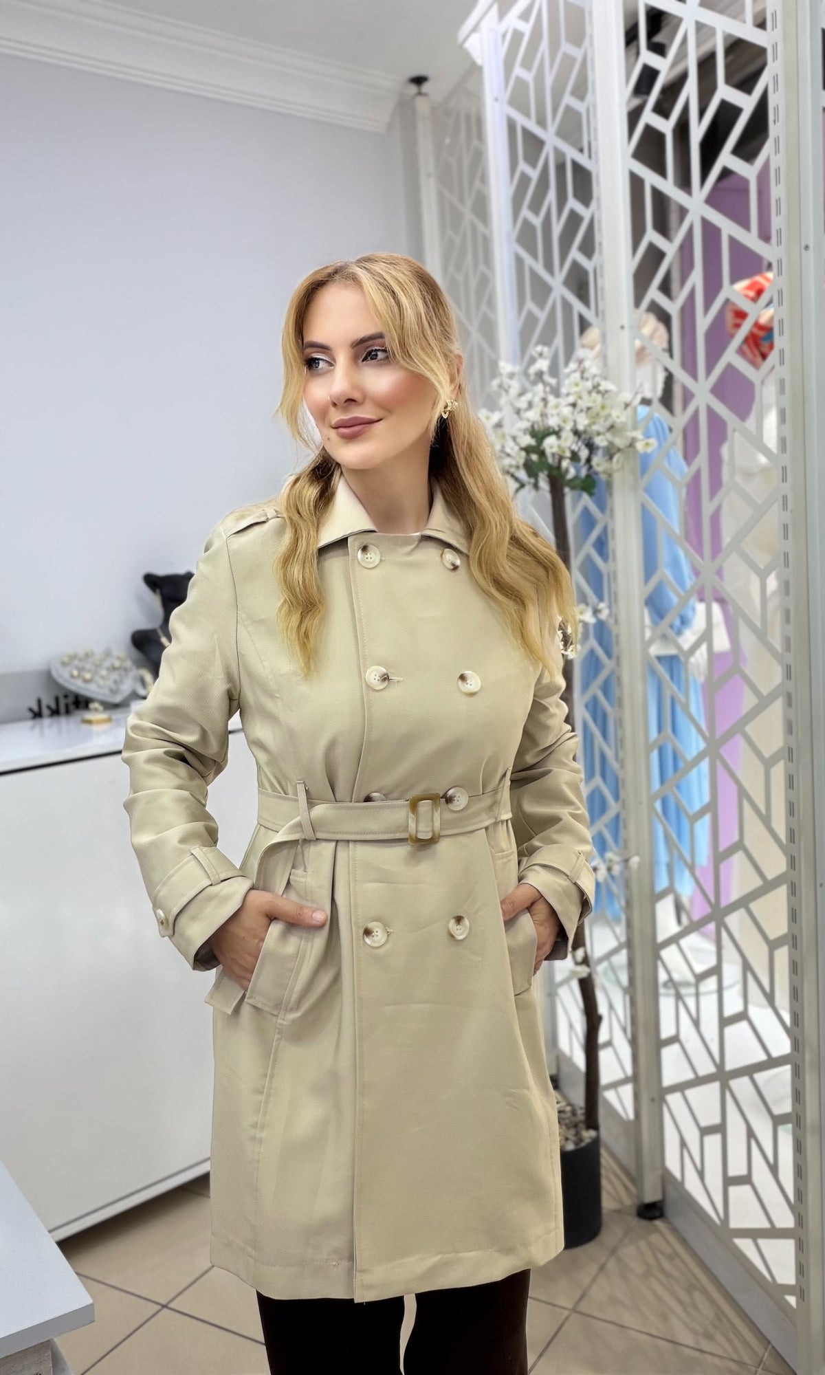 Lina Su Geçirmez Trençkot Bej
