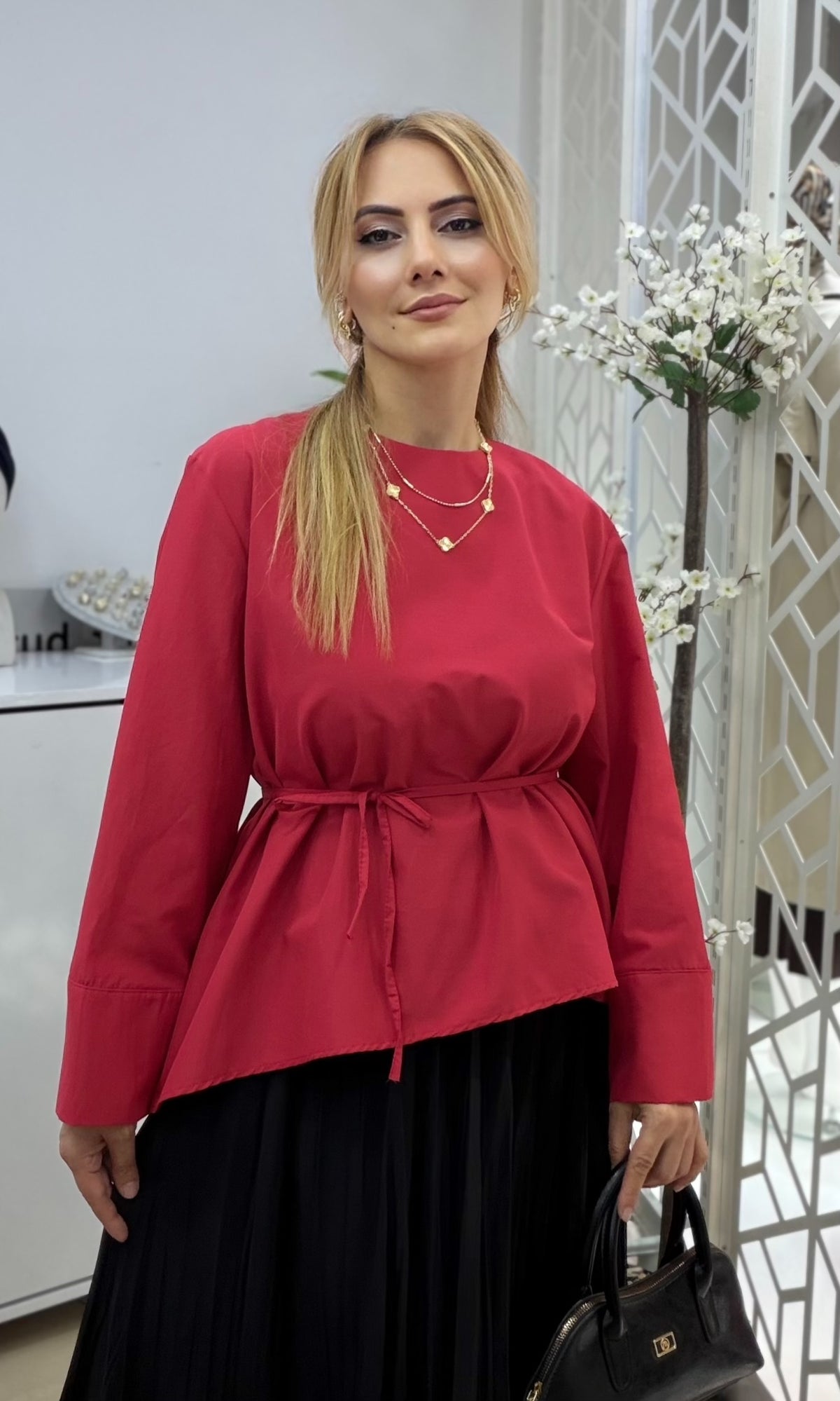 Asimetrik Gömlek Kırmızı
