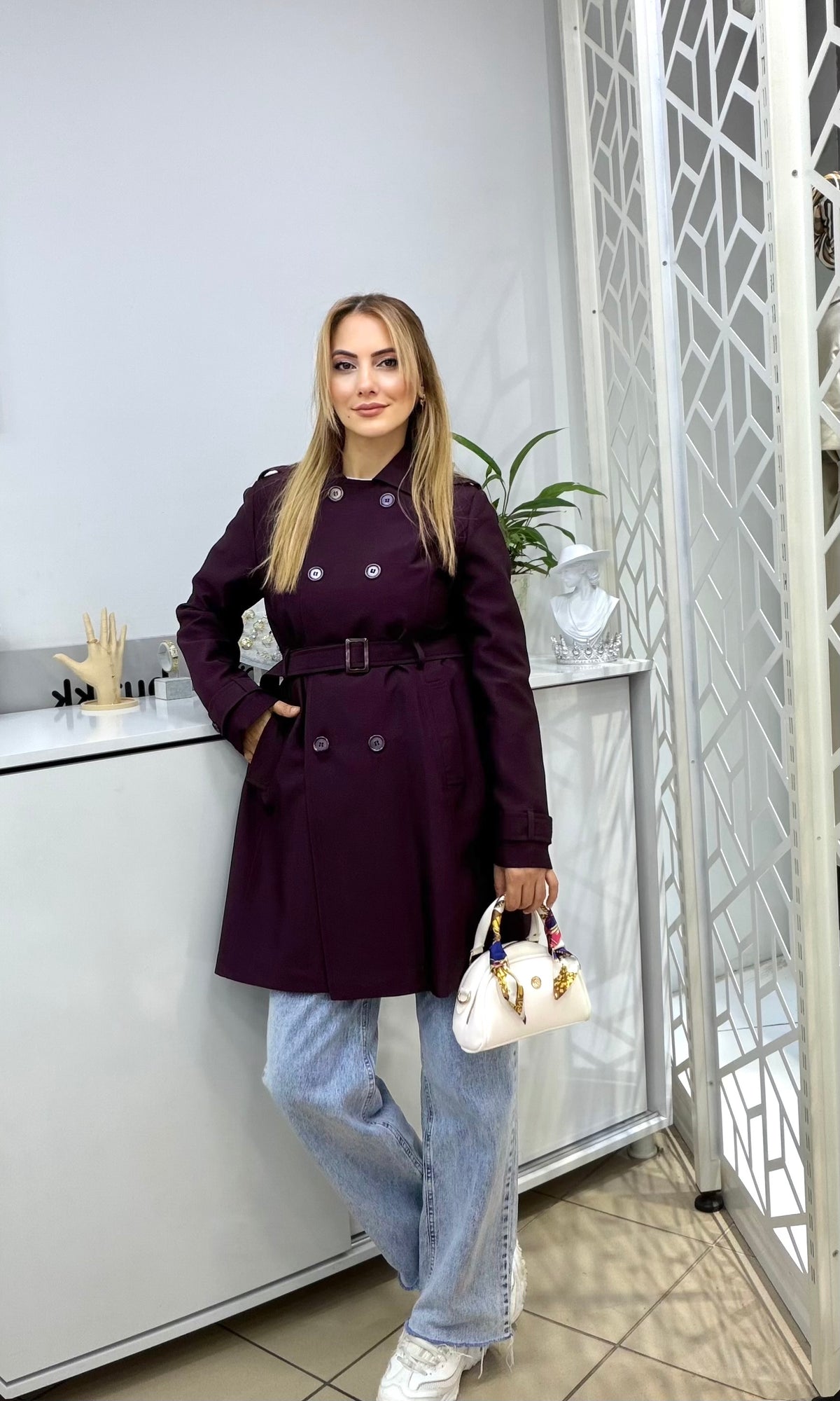 Lina Su Geçirmez Trençkot Bordo