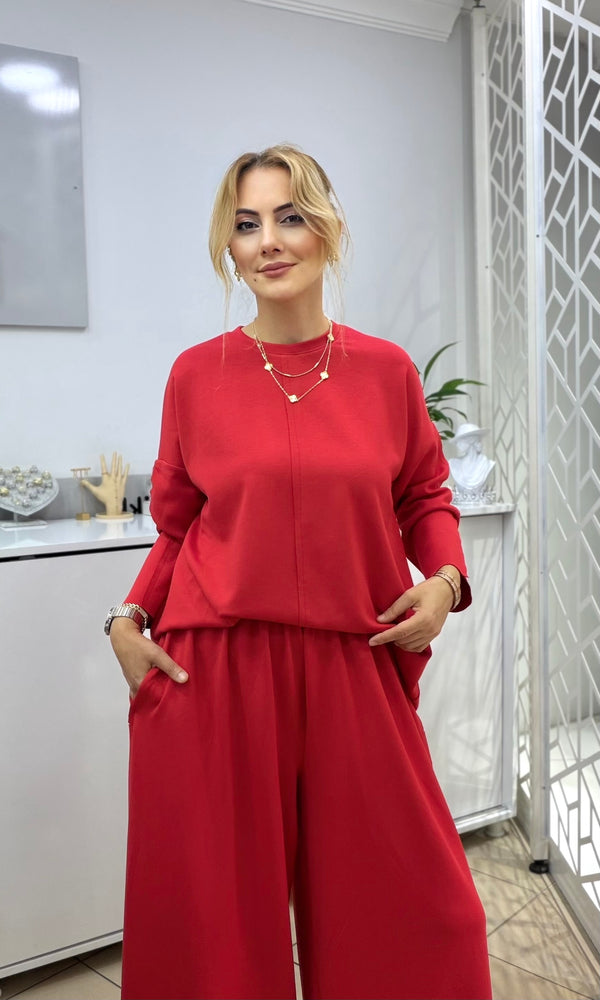 Yeni Sezon Oysho Kumaş Liva Palazzo Takım Kırmızı
