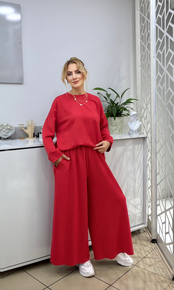 Yeni Sezon Oysho Kumaş Liva Palazzo Takım Kırmızı
