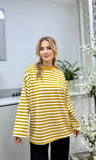 Çizgili Penye Sweatshirt Hardal Sarı