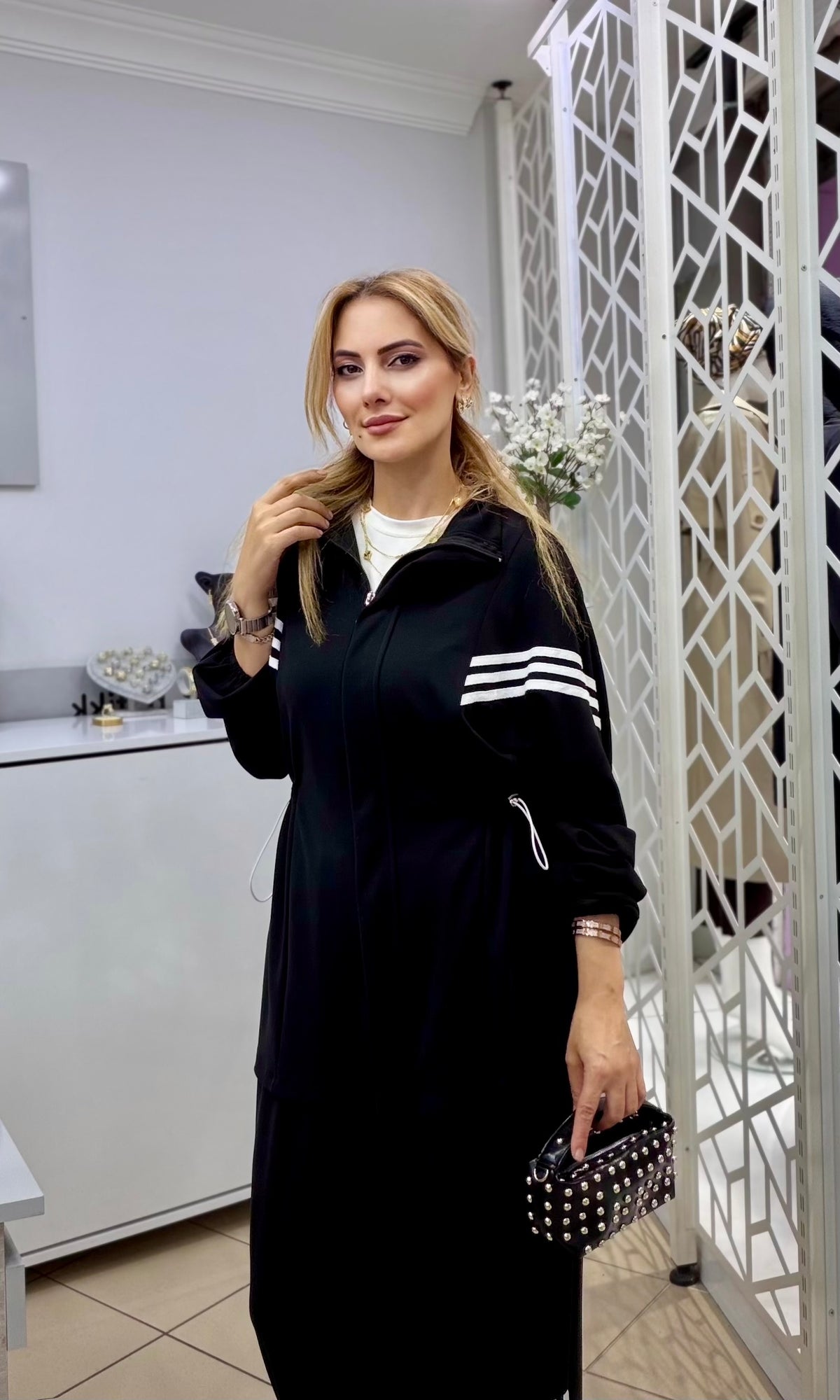 Simay Oysho Şeritli Takım Siyah
