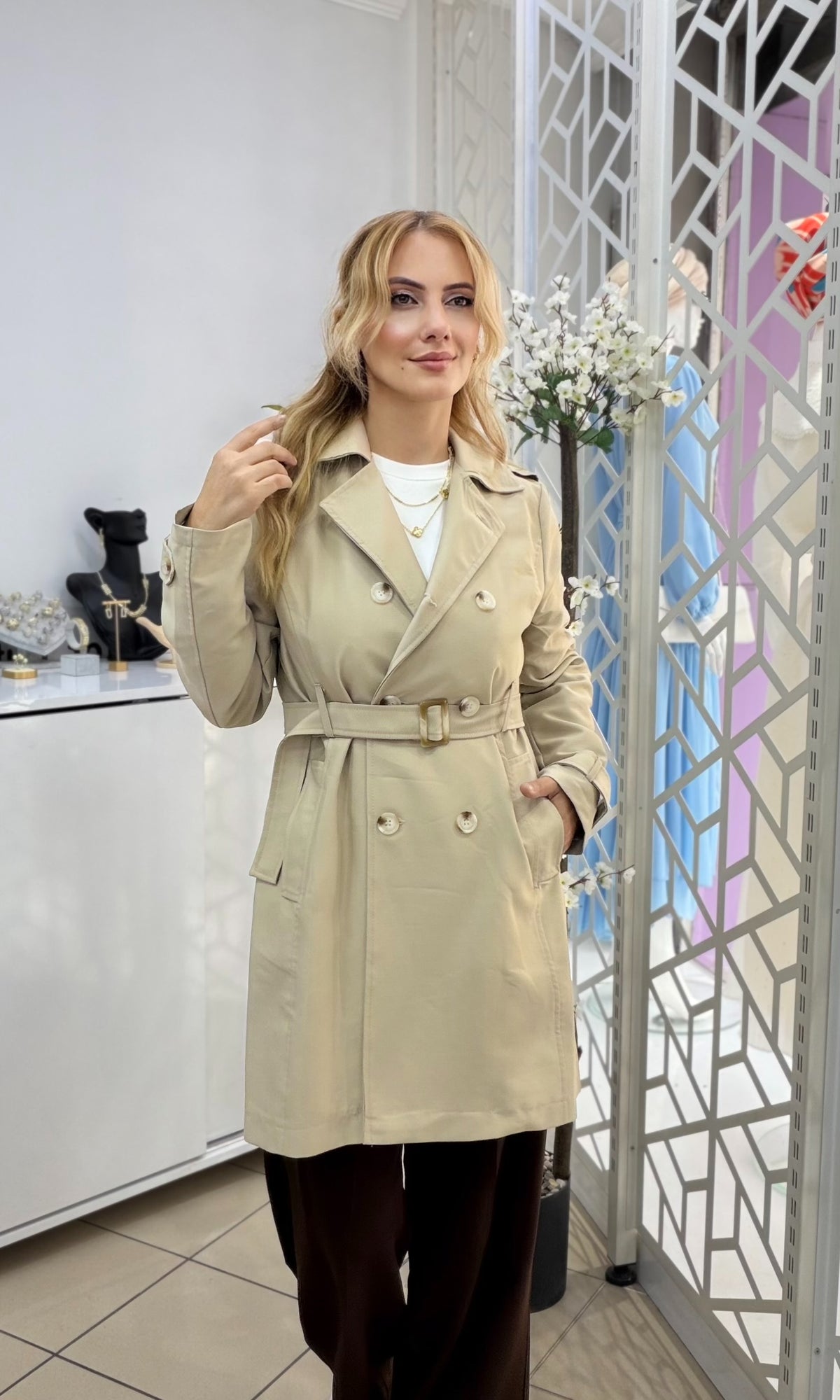 Lina Su Geçirmez Trençkot Bej