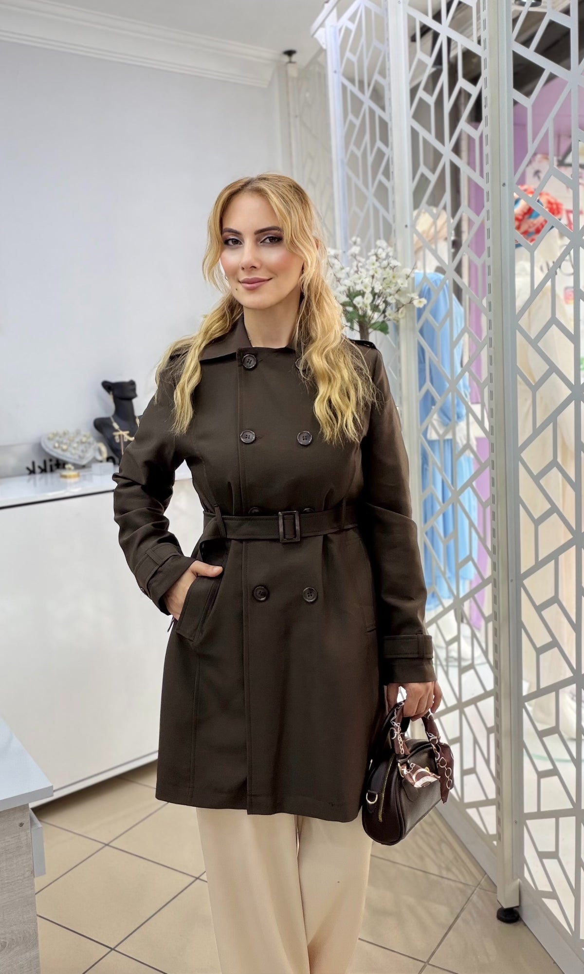 Lina Su Geçirmez Trençkot Kahverengi