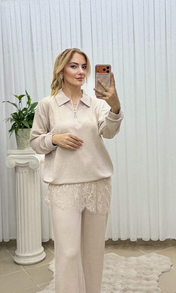 İthal Oysho Kumaş 3’lü Takım Bej
