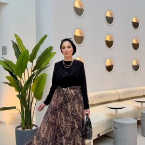 Astarlı Asimetrik Kesim Şifon Etek