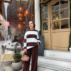 Kalın Çizgili Angora Kazak