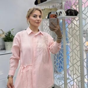 Taş detaylı hely gömlek - 42, Pembe