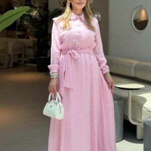 Kendinden parıltılı dokusuyla ışıl elbise - 3, Pembe