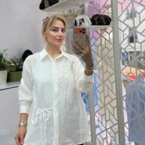 Taş detaylı hely gömlek - 36, Beyaz